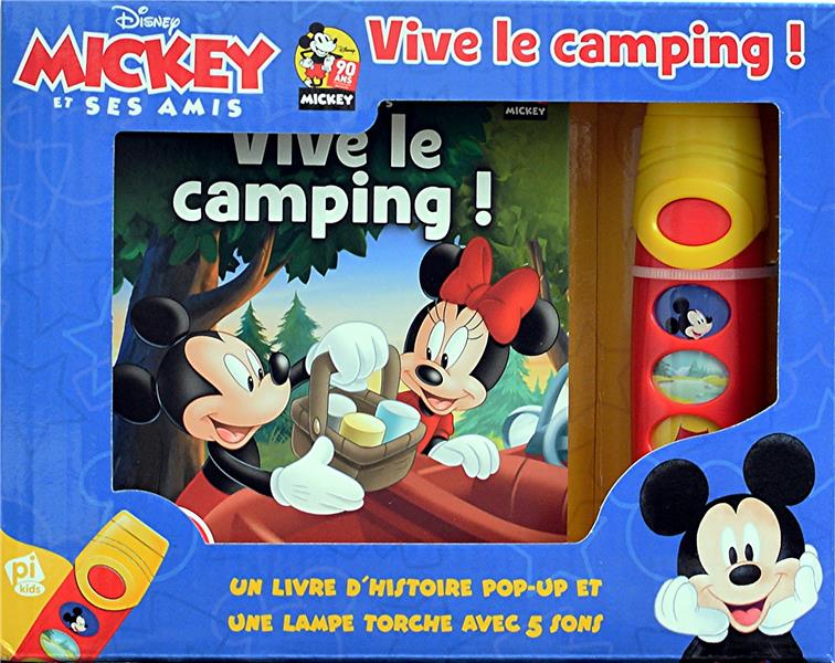 Mickey et ses amis : vive le camping ! un livre d'histoire pop-up et une lampe torche avec 5 sons - flash vidéo