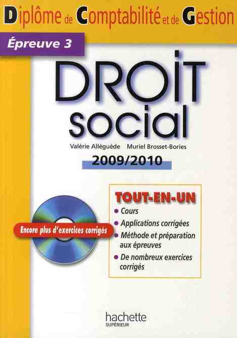 DCG ; droit social ; épreuve 3 (édition 2009/2010)