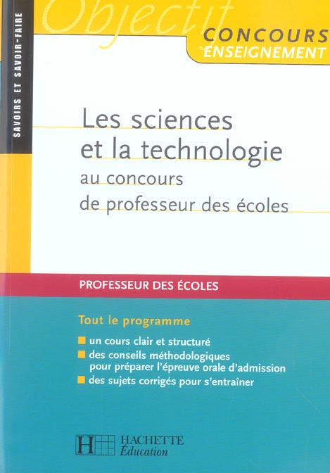 Les sciences et la technologie au concours de professeur des ecoles