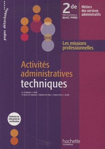 Activités administratives technique ; 2nde bac pro métiers des services administratifs ; livre de l'élève