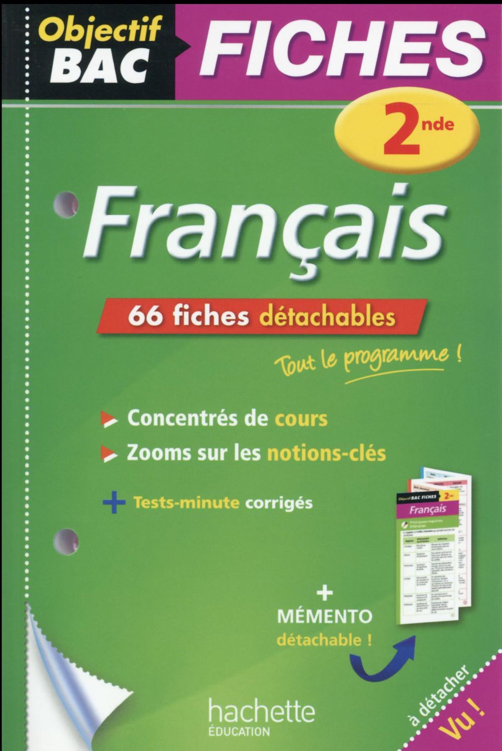 Objectif bac : français ; 2nde ; fiches détachables