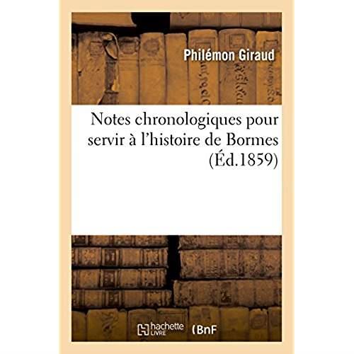 Notes chronologiques pour servir à l'histoire de Bormes