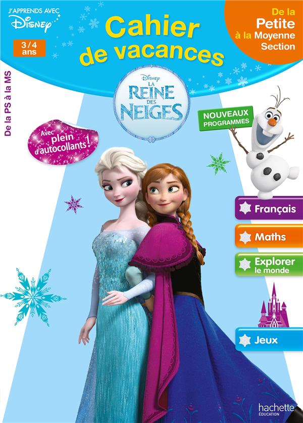 Cahier de vacances la Reine des neiges ; de la pettie section à la moyenne section