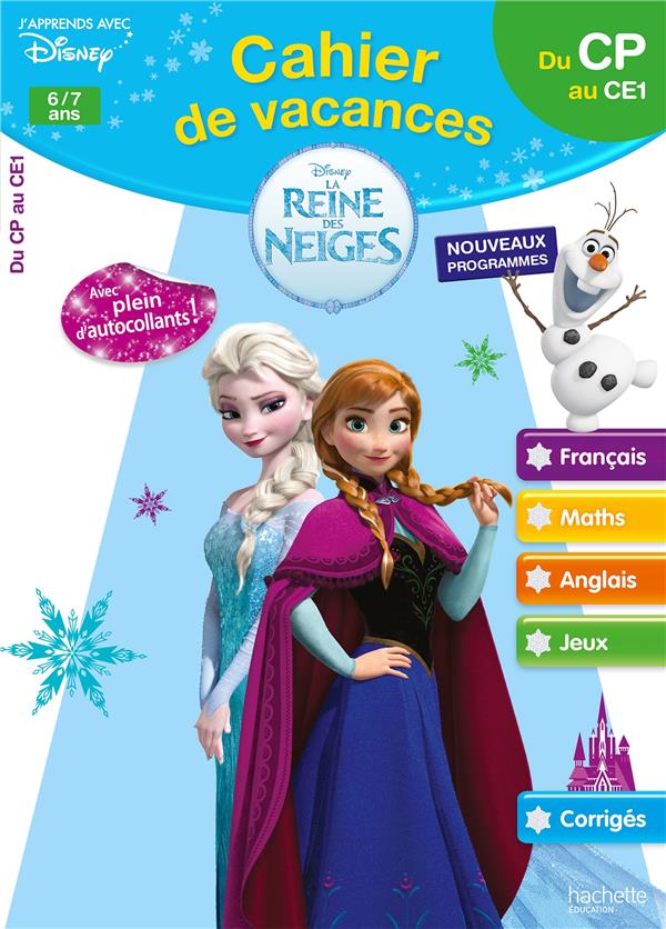 Cahier de vacances la Reine des neiges ; du CP au CE1