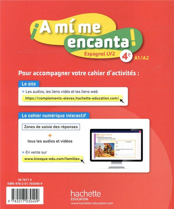 ¡A mí me encanta! : espagnol ; 4e, LV2 ; cahier d'activités (édition 2020)