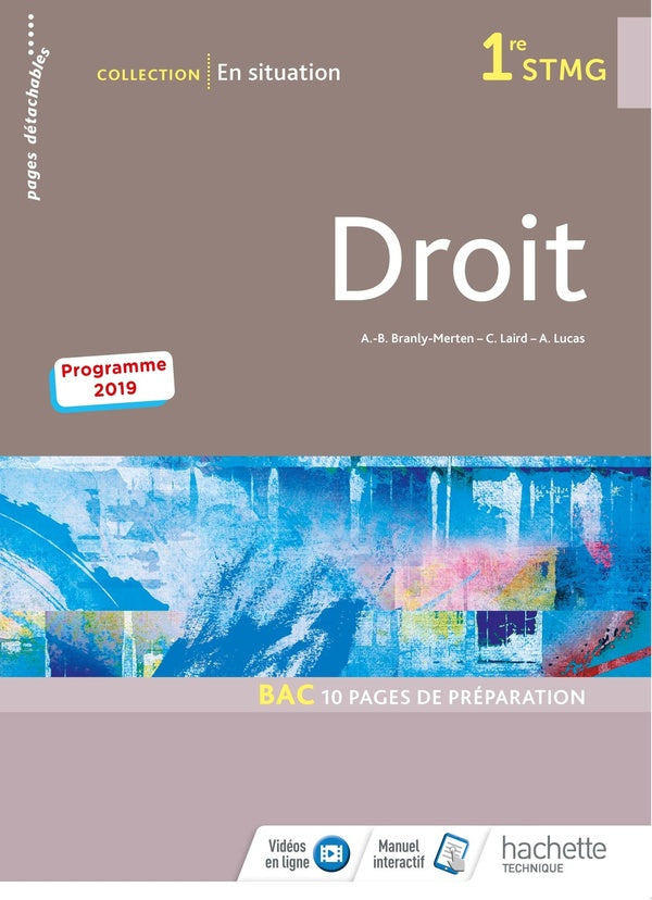 En situation : droit ; 1re STMG ; livre de l'élève (édition 2019)