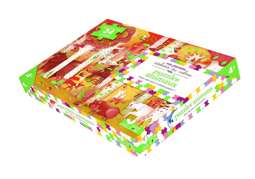 Puzzles animaux ; 2 puzzles 24 pièces et des jeux d'observation