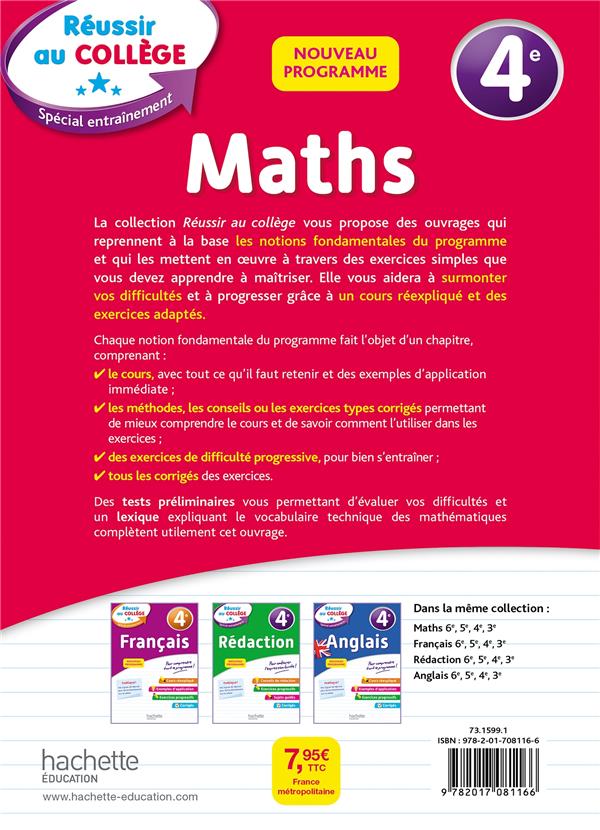 Réussir au collège : maths ; 4e