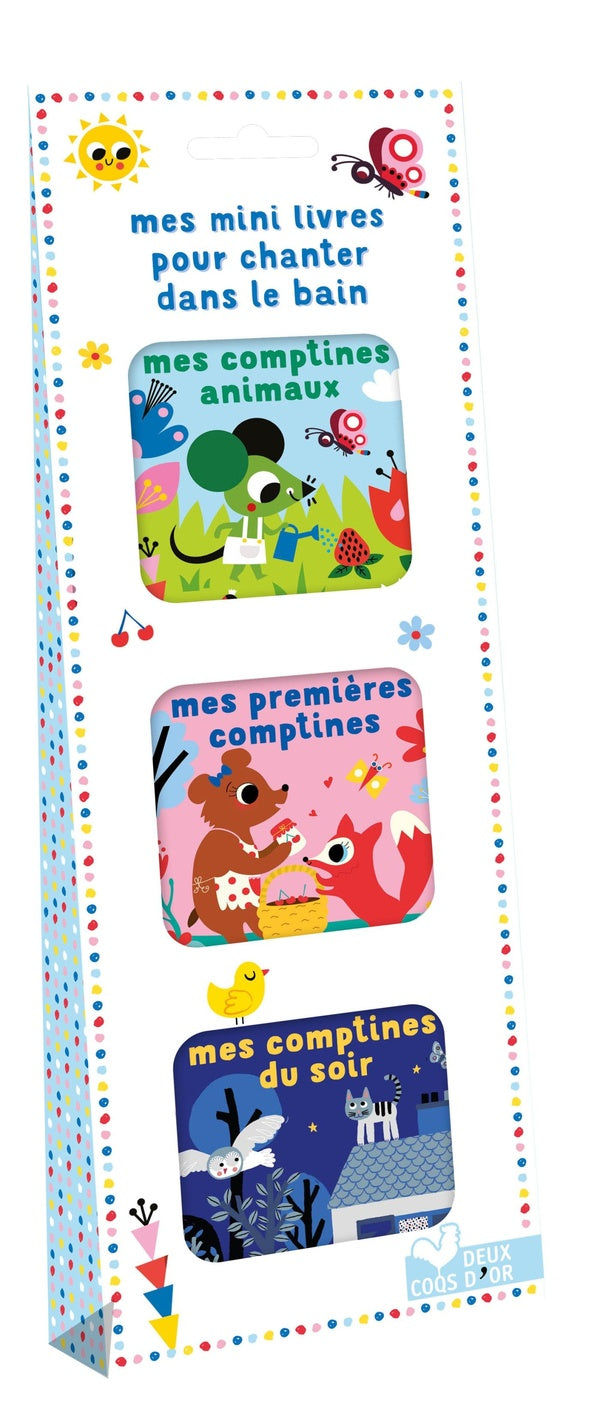 Mes mini livres pour chanter dans le bain : mes comptines animaux ; mes premières comptines ; mes comptines du soir
