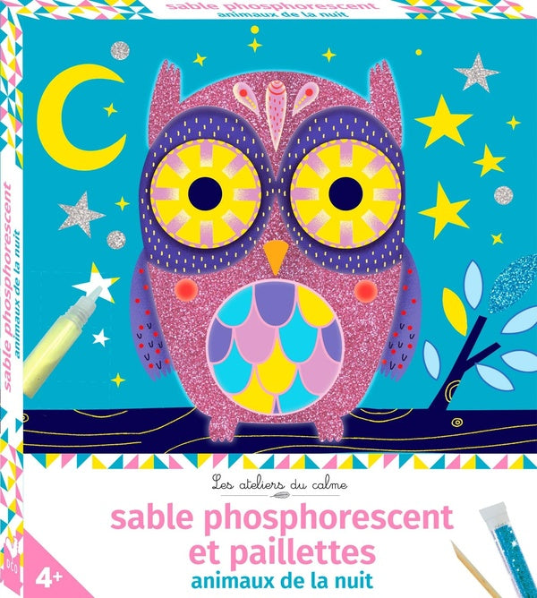 Les ateliers du calme : sable phosphorescent et paillettes : animaux de la nuit