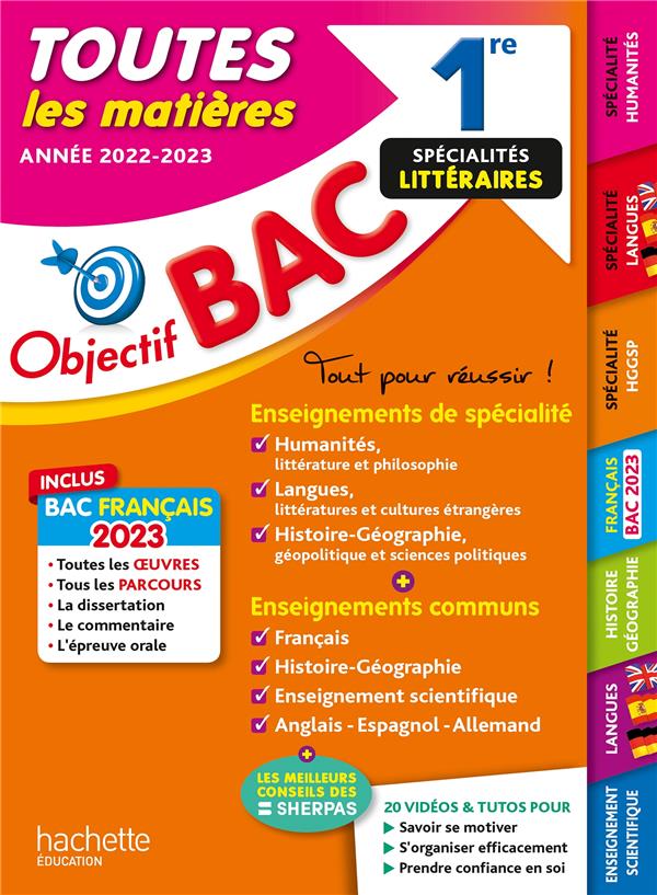 Objectif bac : toutes les matières ; 1re spécialités littéraires (édition 2023)