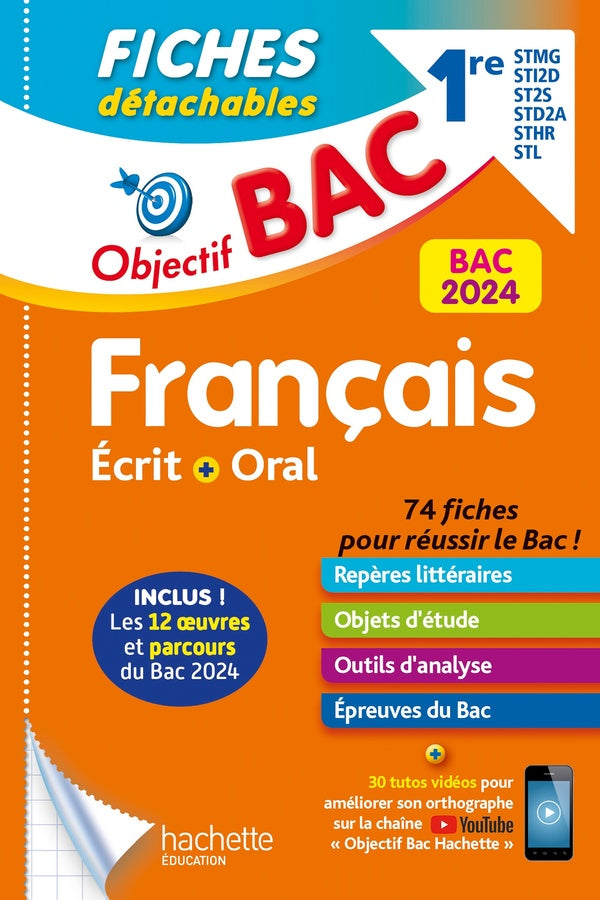 Français, écrit + oral ; 1re STMG - STI2D - ST2S - STL - STD2A - STHR ; fiches détachables
