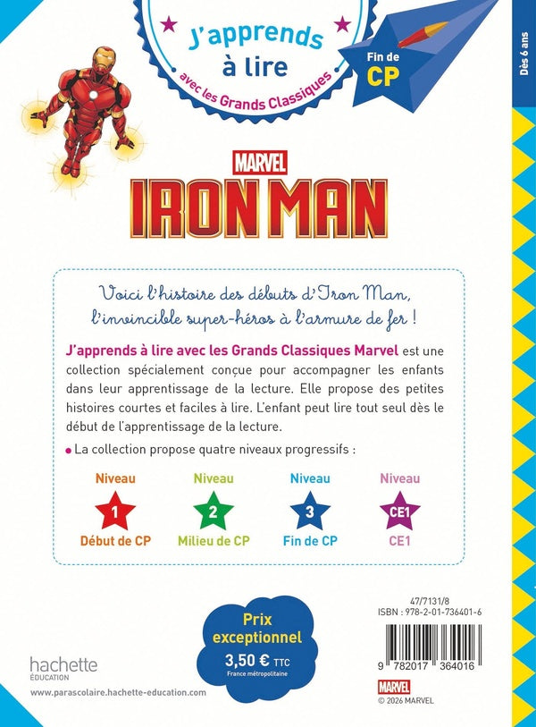 J'apprends à lire avec les grands classiques Disney : CP niveau 3 ; Marvel : Iron Man
