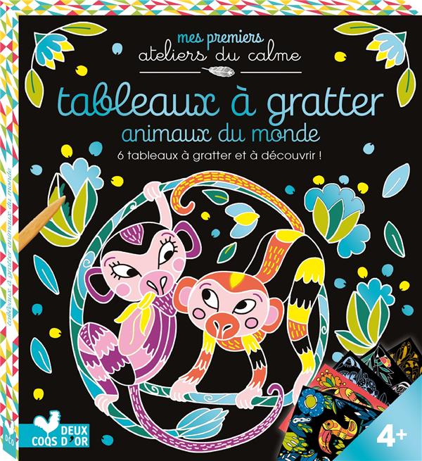 Tableaux à gratter animaux du monde ; 6 tableaux à gratter et à découvrir !