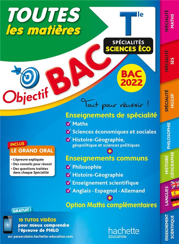 Objectif bac : toutes les matières ; terminale, spécialités sciences éco (édition 2022)