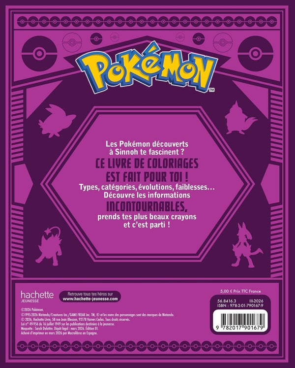 Pokémon : Pokédex à colorier Sinnoh