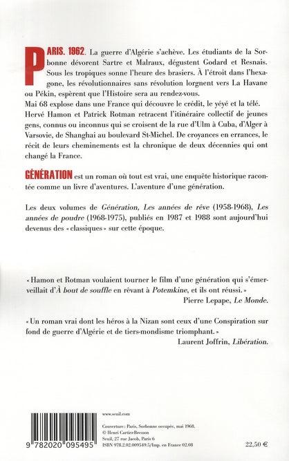 Génération Tome 1 ; les années de rêve