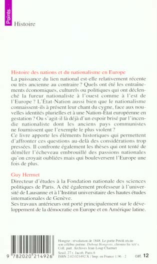 Histoire des nations et du nationalisme en europe