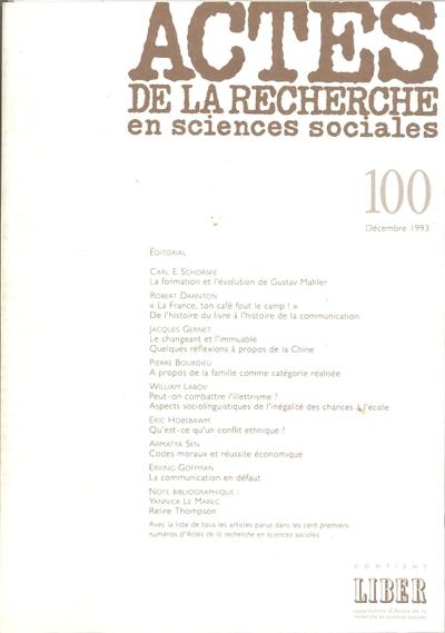 Actes de la recherche en sciences sociales n.100 : commerce du corps