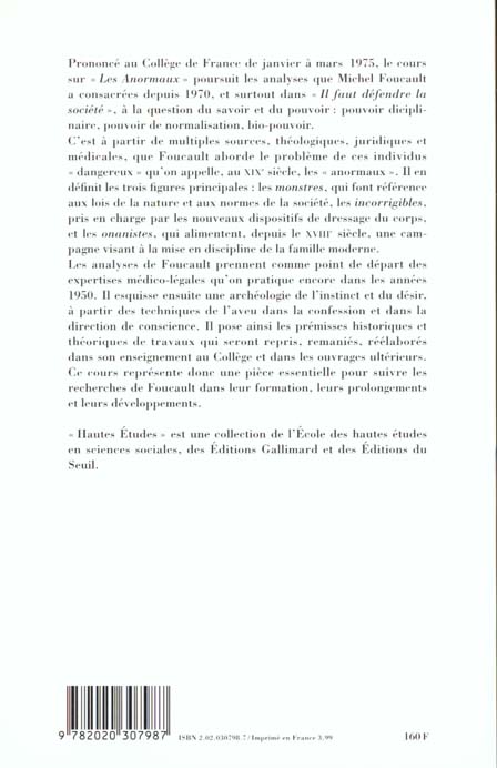 Les anormaux - cours au college de france, 1974-1975
