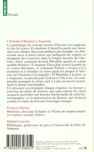 L'histoire d'Homère à Augustin ; préfaces des historiens et textes sur l'histoire