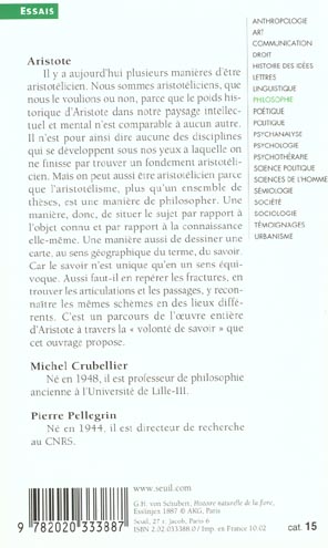 Aristote ; le philosophe et les savoirs