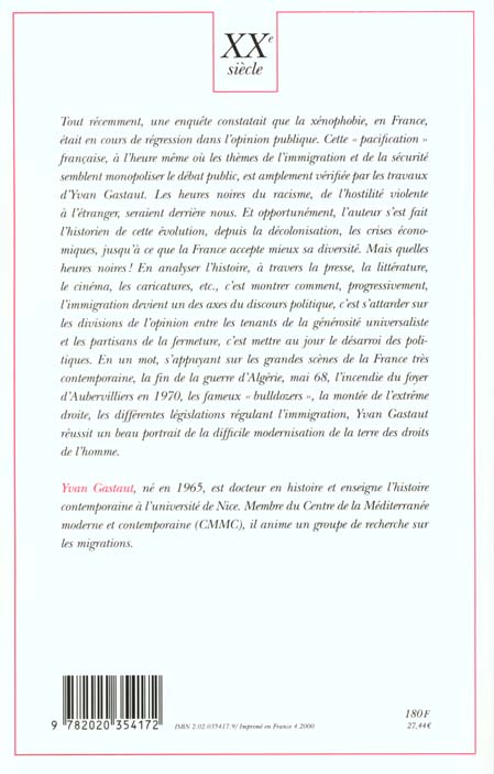 L'immigration et l'opinion en france sous la ve republique
