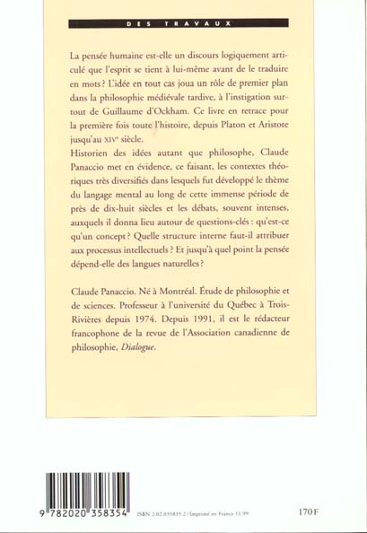 Le discours interieur. de platon a guillaume d'ockham