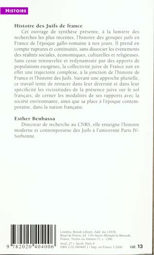 Histoire des juifs de france - de l'antiquite a nos jours - nouvelle edition