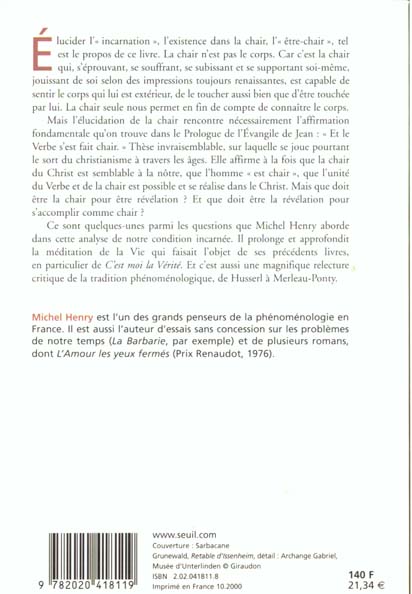 Incarnation : Une philosophie de la chair