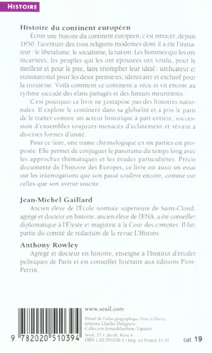 Histoire du continent européen ; 1850-2000
