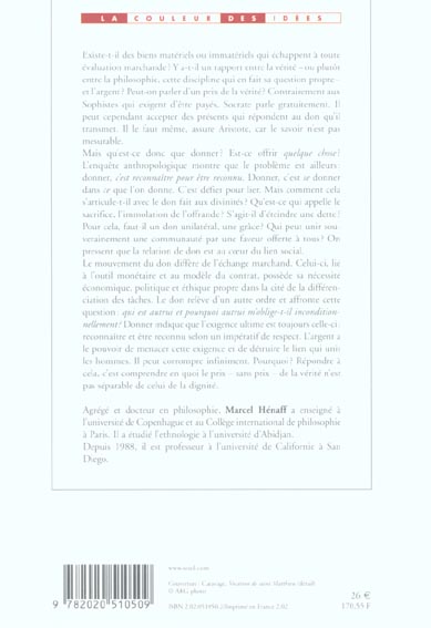 Le prix de la verite. le don, l'argent, la philosophie
