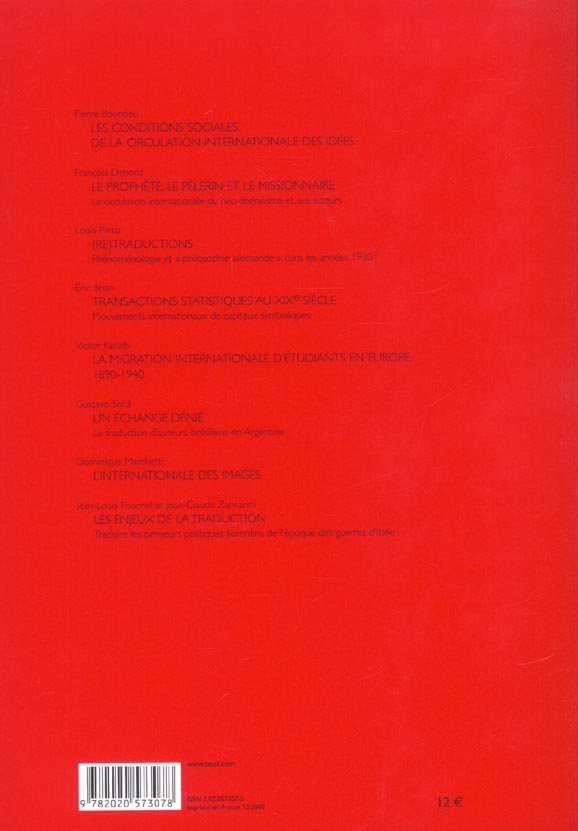 Actes de la recherche en sciences sociales n.145 : la circulation internationale des idées
