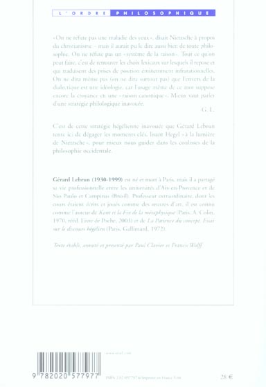 L'envers de la dialectique ; Hegel à la lumière de Nietzsche
