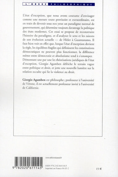 état d'exception ; homo sacer