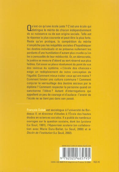 L'ecole des chances - qu'est-ce qu'une ecole juste ?