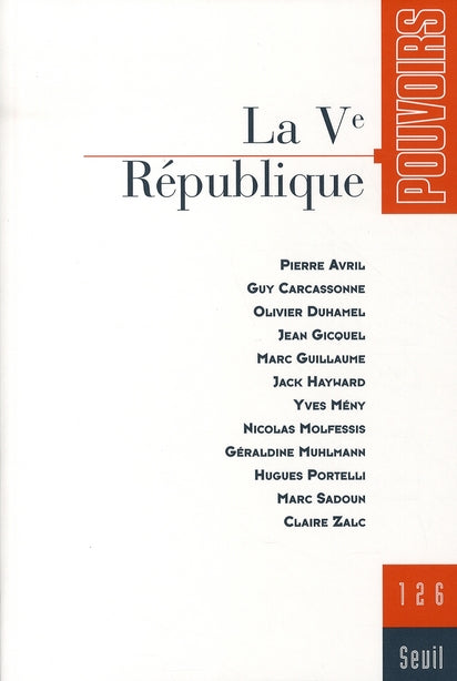 Pouvoirs Tome 126 : la V République