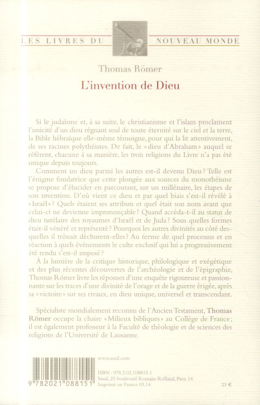 L'invention de dieu