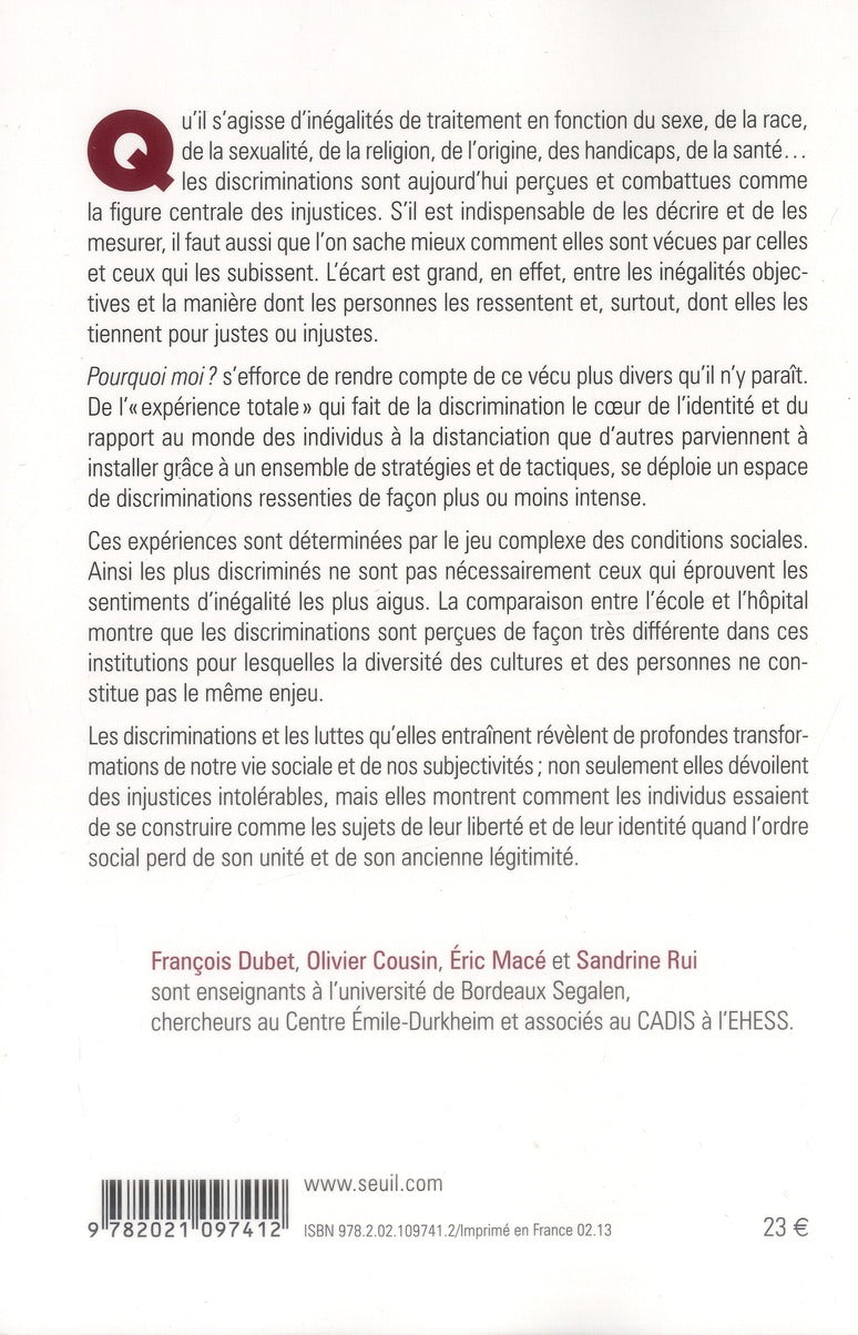 Pourquoi moi ? l'expérience des discriminations