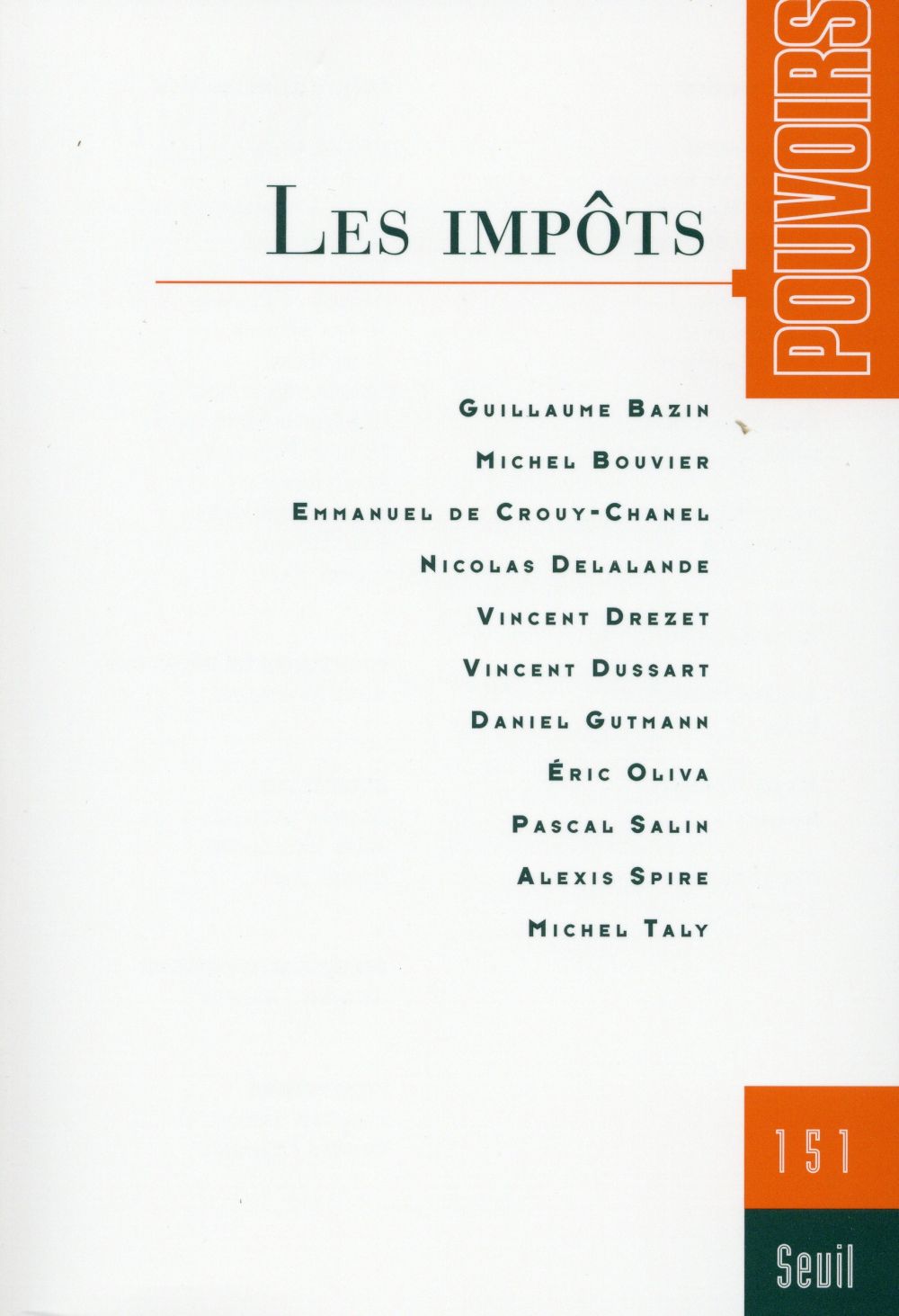 Pouvoirs n.151 : l'impôt