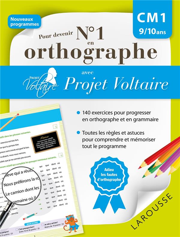 Pour devenir n°1 en orthographe avec projet Voltaire ; CM1