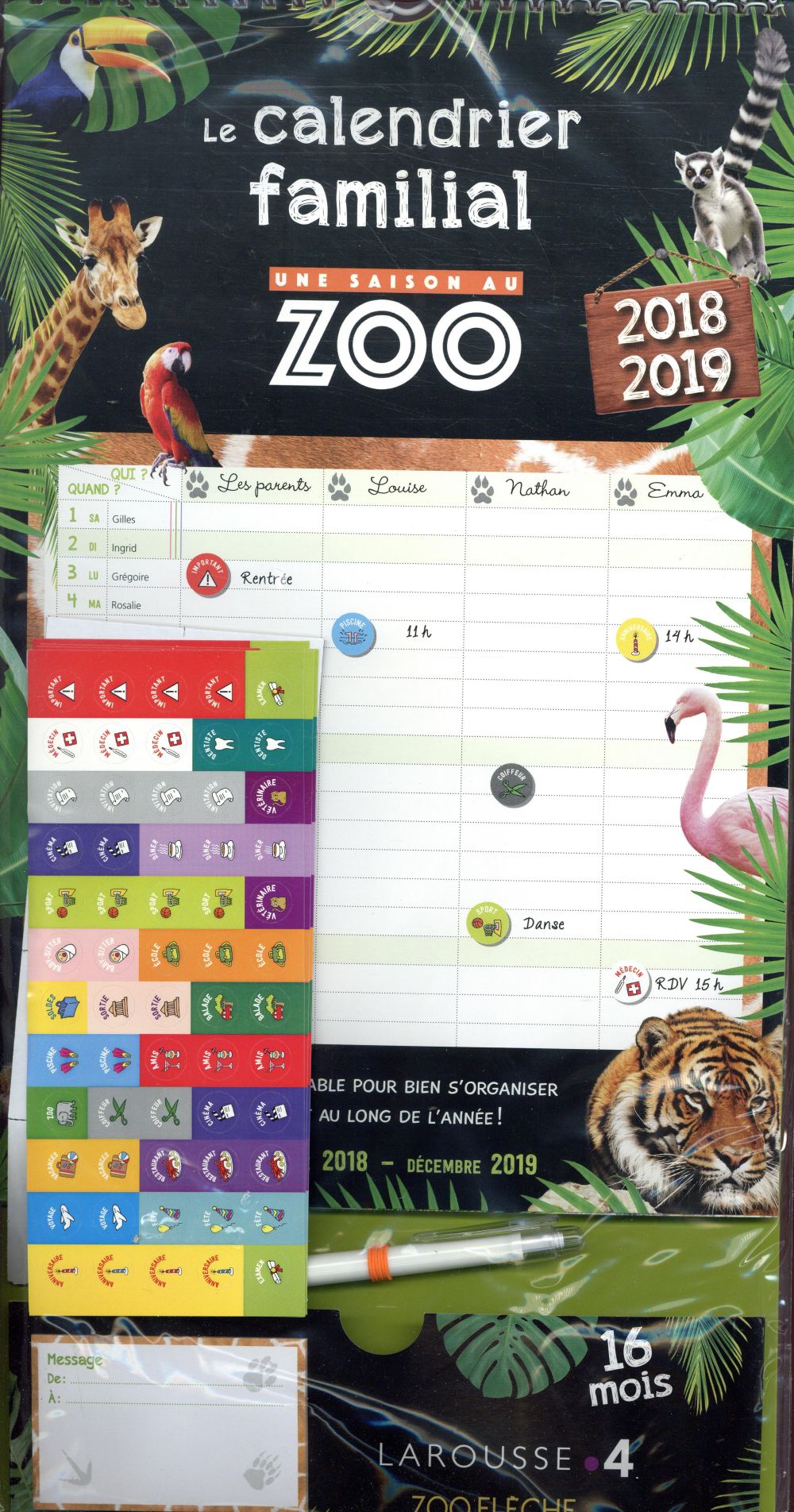 Le calendrier familial une saison au zoo (édition 2018/2019)