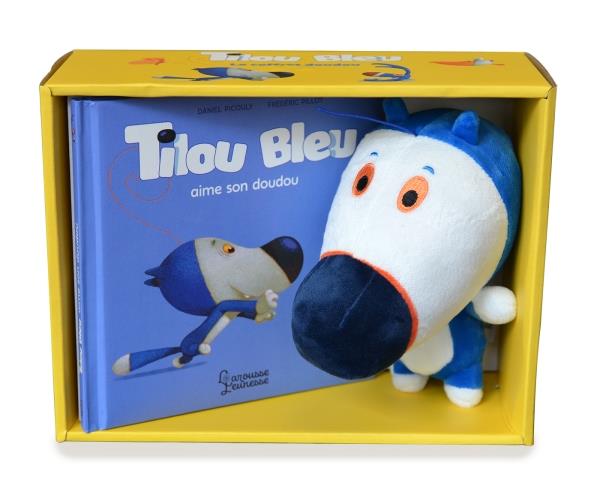 Tilou Bleu aime son doudou ; coffret peluche