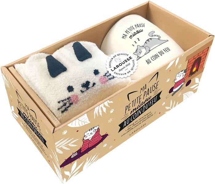 Ma petite pause miaou au coin du feu : mug et chaussettes