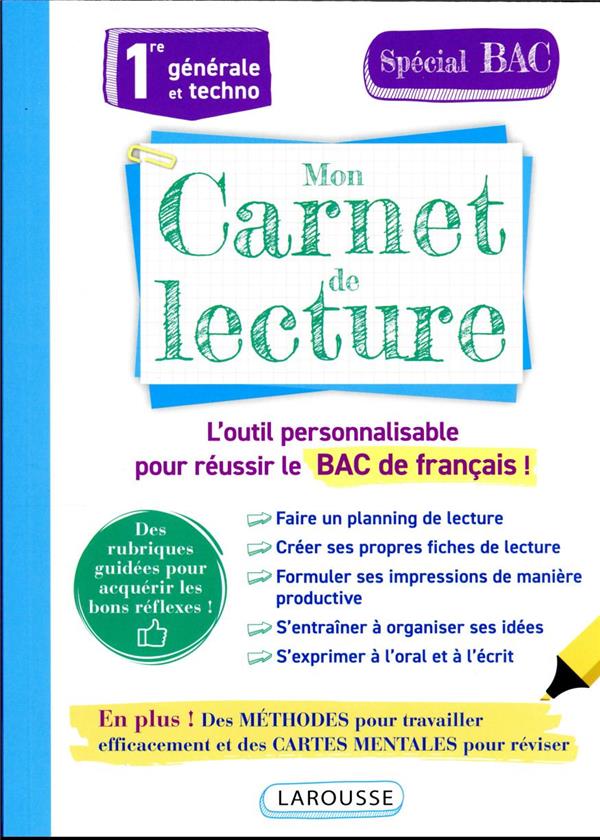 Mon carnet de lecture ; 1re générale et technologique