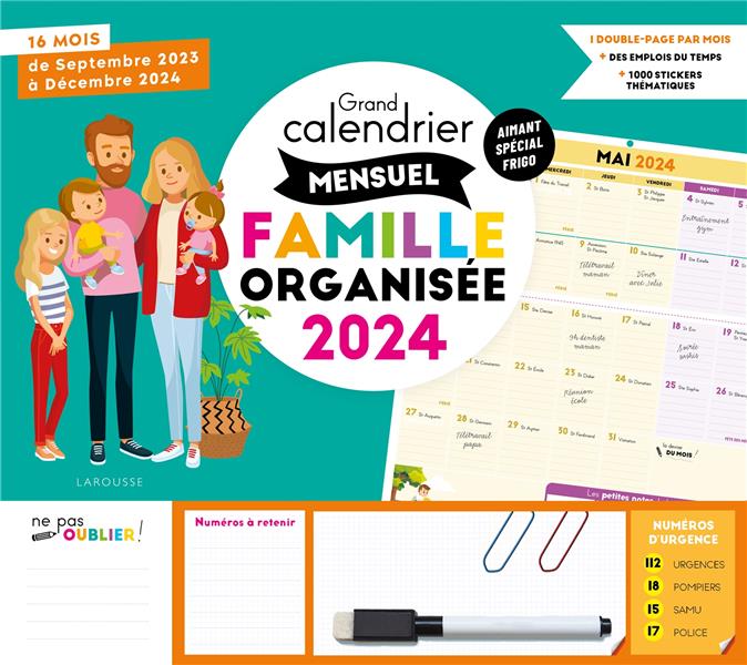 Grand calendrier mensuel famille organisée (édition 2024)