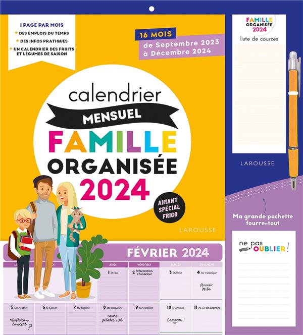 Calendrier mensuel famille organisée (édition 2024)