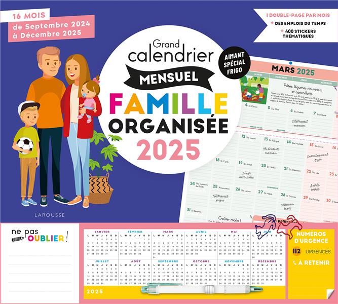Grand calendrier mensuel famille organisée (édition 2025)