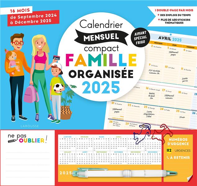 Calendrier mensuel compact famille organisée (édition 2025)