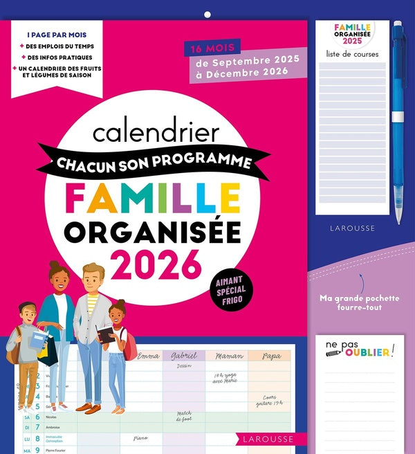 Calendrier Chacun son programme Famille organisée (édition 2026)